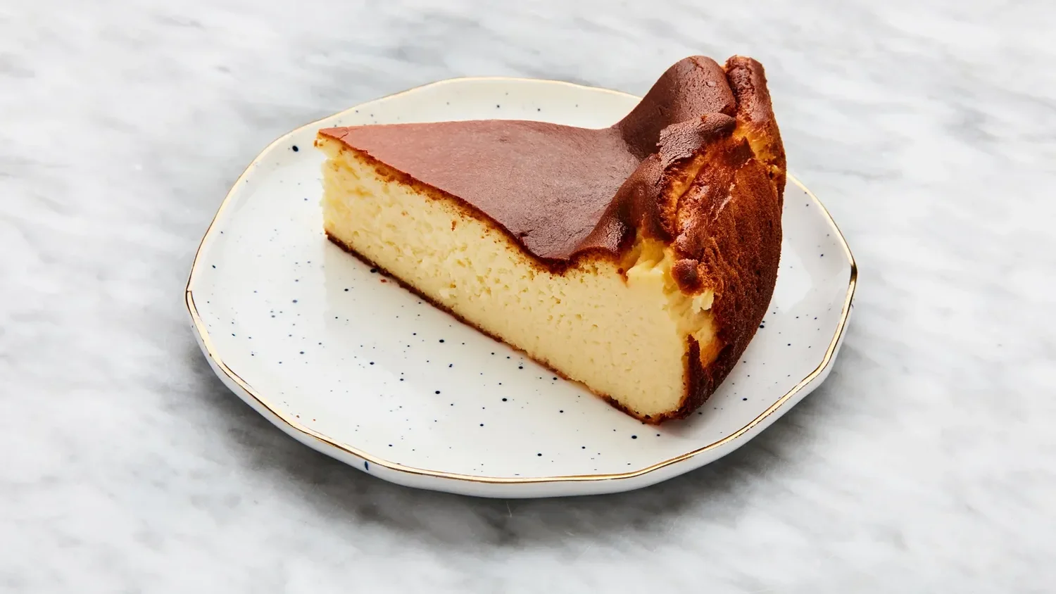 A slice of burnt basque cheesecake from Pan Bendito bakery